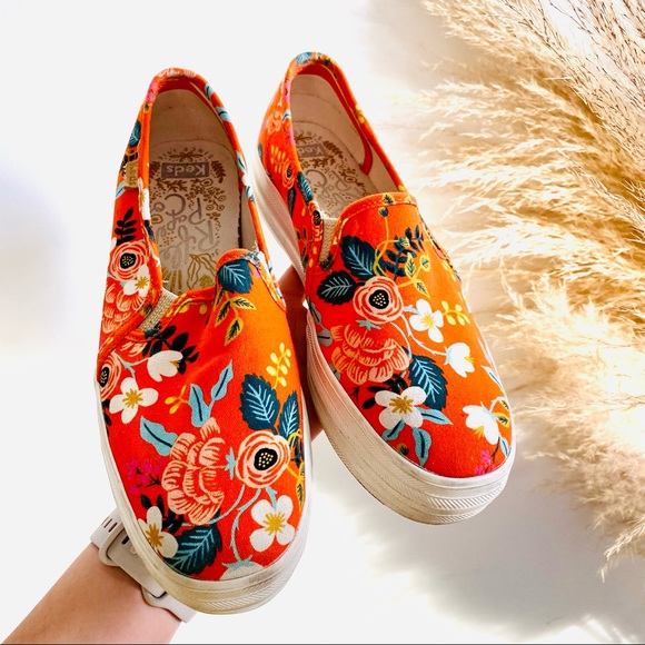 KEDS x Rifle Orange Floral Platform Sneakers Shoes